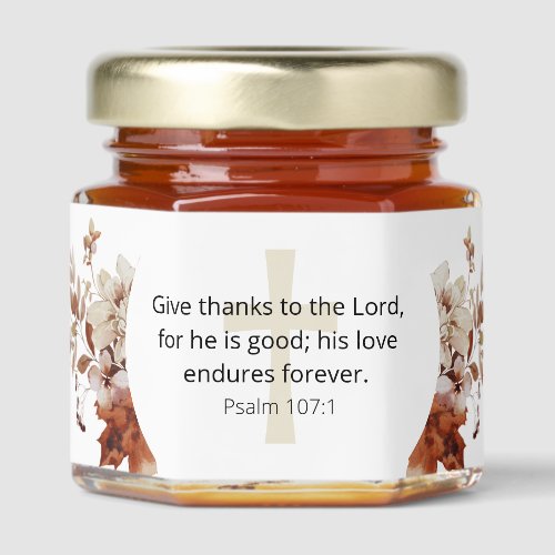 Bible Verse Autum Floral Cross Honey Jar Favors