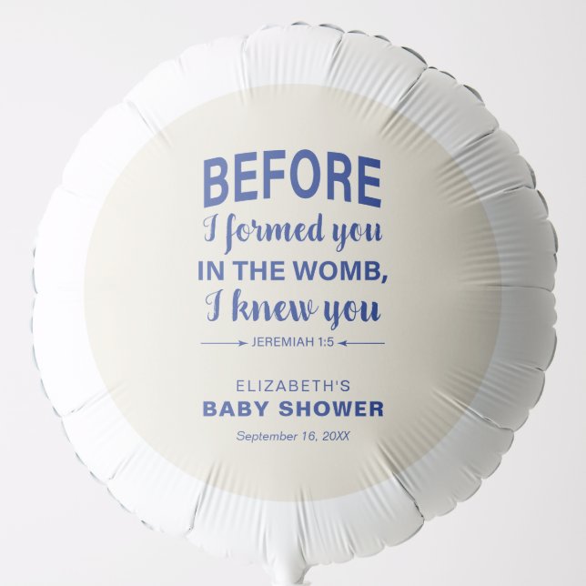Bible Verse Baby Shower Jeremiah Christian Modern Balloon (Front)