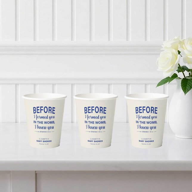Bible Verse Baby Shower Jeremiah Christian Modern Paper Cups (Creator Uploaded)