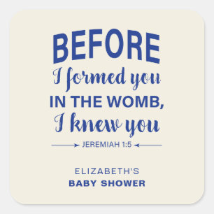 Bible Verse Baby Shower Jeremiah Christian Modern Square Sticker