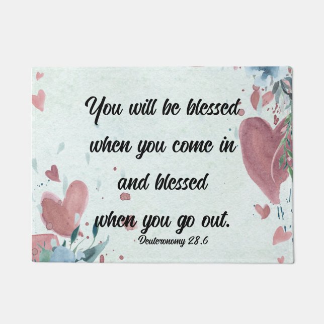 Bible Verse Blessed Home Decor Welcome Doormat  (Front)