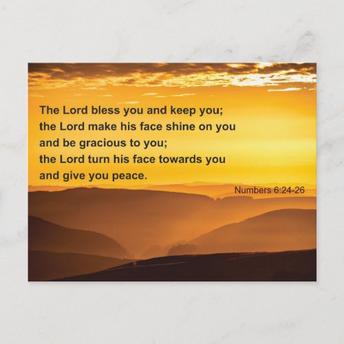 Bible verse _ blessing The Lord Bless You  Postcard