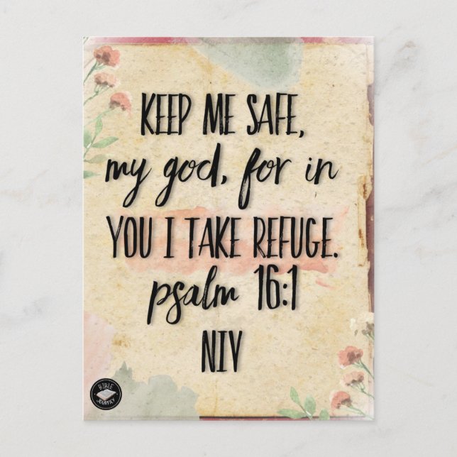 Bible Verse Card - Inspiration from Psalm 16:1 (Front)