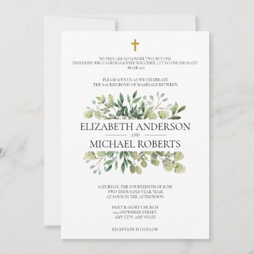 Bible Verse Catholic Wedding Qr Code Modern Invitation 