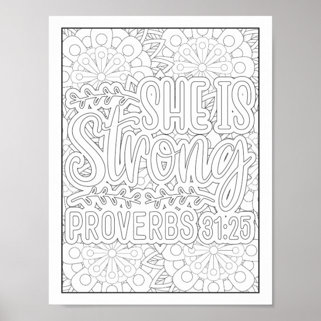 Bible Verse/Christian Adult Coloring Poster (Front)