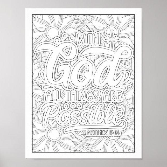 Bible Verse/Christian Adult Coloring Poster (Front)