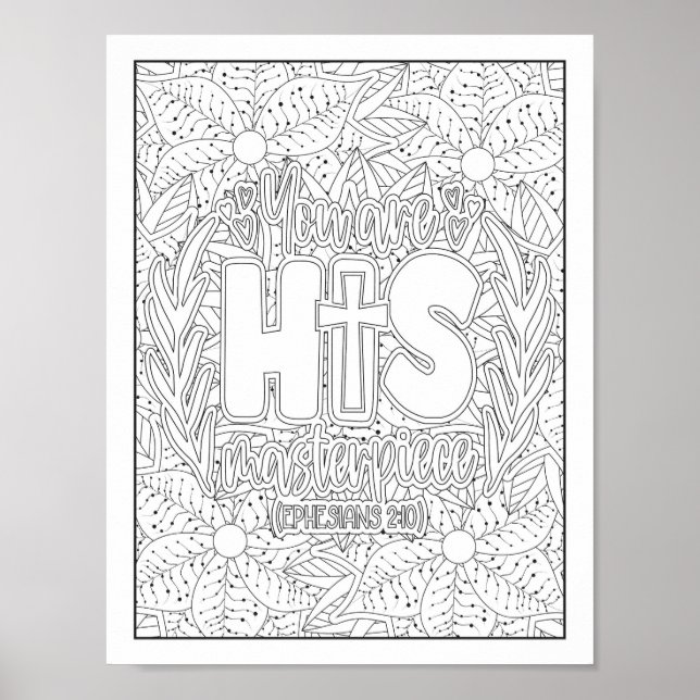 Bible Verse/Christian Adult Coloring Poster (Front)