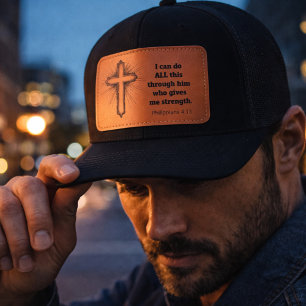Bible Verse Christian Faith  Leather Patch Hat