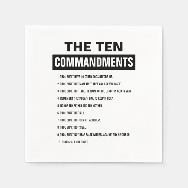 Bible Verse Christian Religious Ten Commandments Napkins (Front)