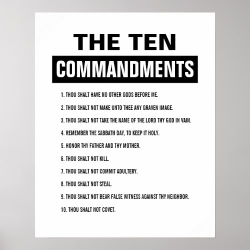 Bible Verse Christian Religious Ten Commandments Poster