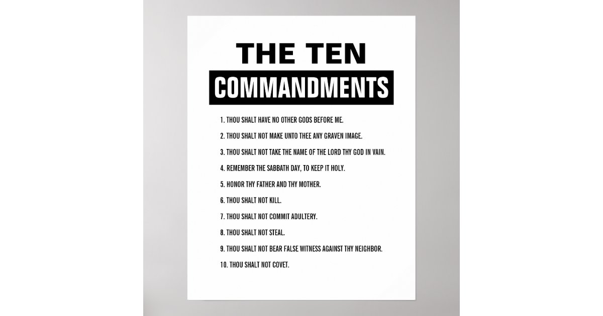 Bible Verse Christian Religious Ten Commandments Poster