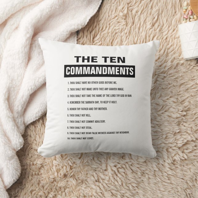 Bible Verse Christian Religious Ten Commandments Throw Pillow (Blanket)