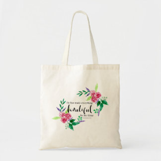 bible verse Christian watercolor flowers beautiful Tote Bag
