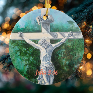 Bible Verse CHRISTMAS ACCENT Original Artwork Ceramic Ornament