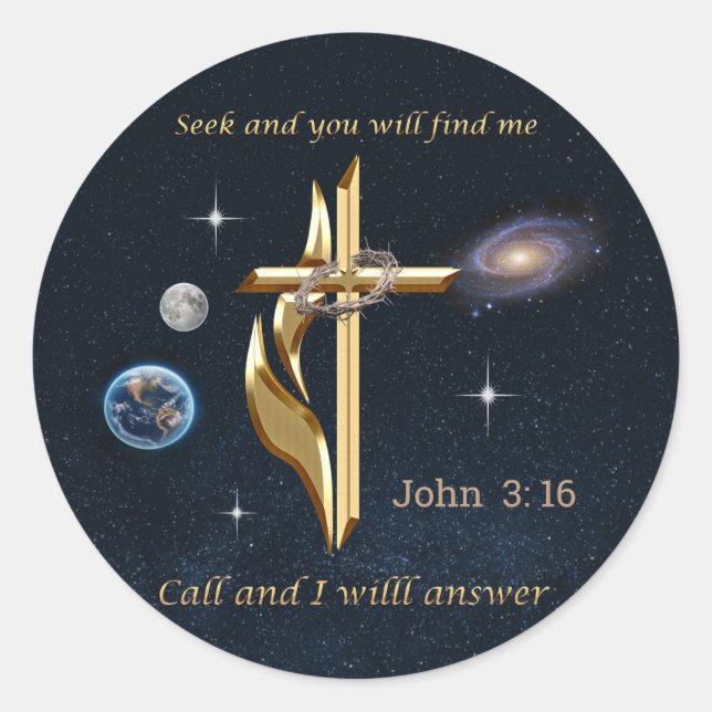 Bible verse classic round sticker (Front)