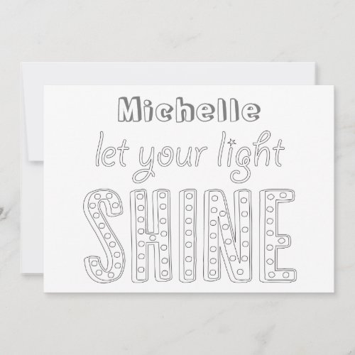 Bible Verse Coloring Card _ Let Your Light Shine