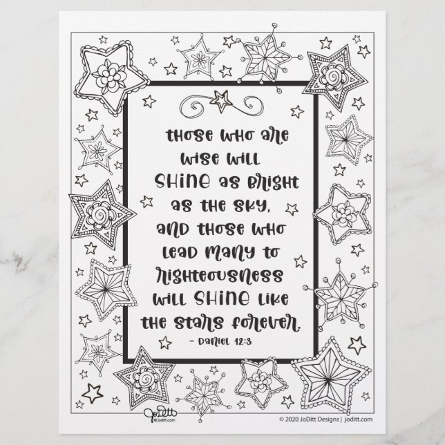 Bible Verse Coloring Page Shine Like Stars Poster (Front)