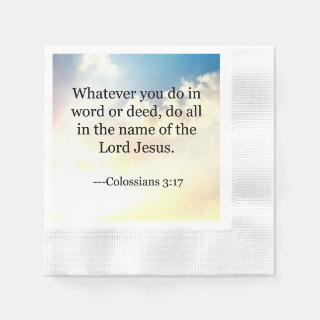 Bible verse, Colossians 3-17 Paper Napkins (Front)