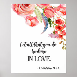 Bible verse Corinthians floral scripture poster