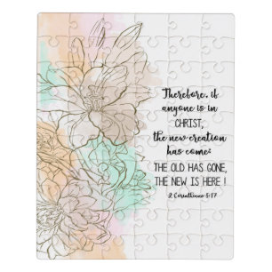 Bible Verse Corinthians scripture Floral Jigsaw Puzzle