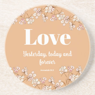 Bible verse Cream Caramel Floral  Coaster