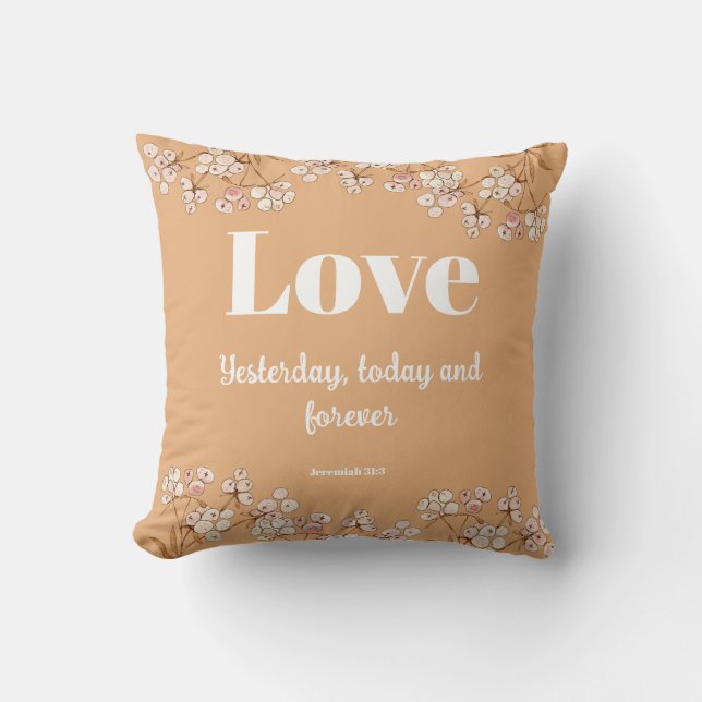Bible verse Cream Caramel Floral  Throw Pillow (Front)