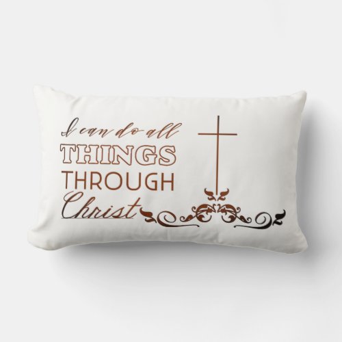 Bible Verse Cross Calligraphy Christian Gift Lumbar Pillow