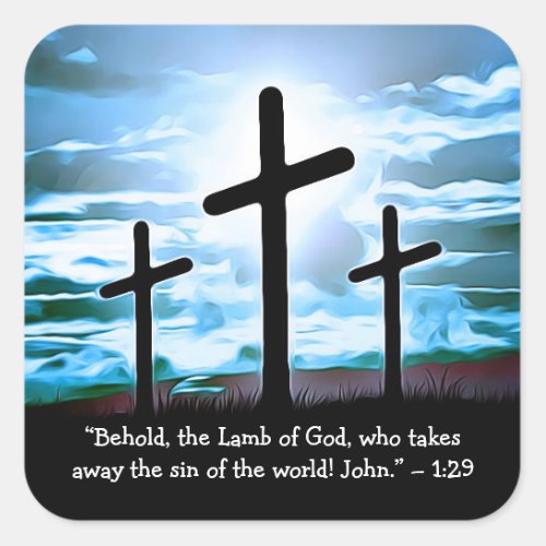 Bible Verse Crosses Religious Christian Square Sticker