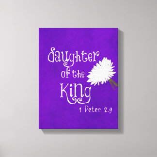 Bible Verse: Daughter of the King Purple Canvas Print
