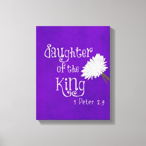 Bible Verse Daughter of the King Purple Canvas Print