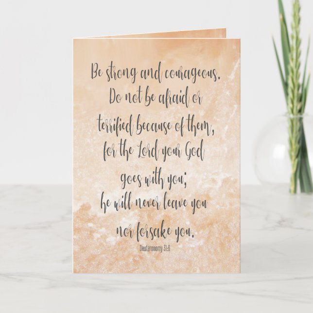 Bible Verse Deuteronomy 31:6 Be strong Inspiration Card (Front)