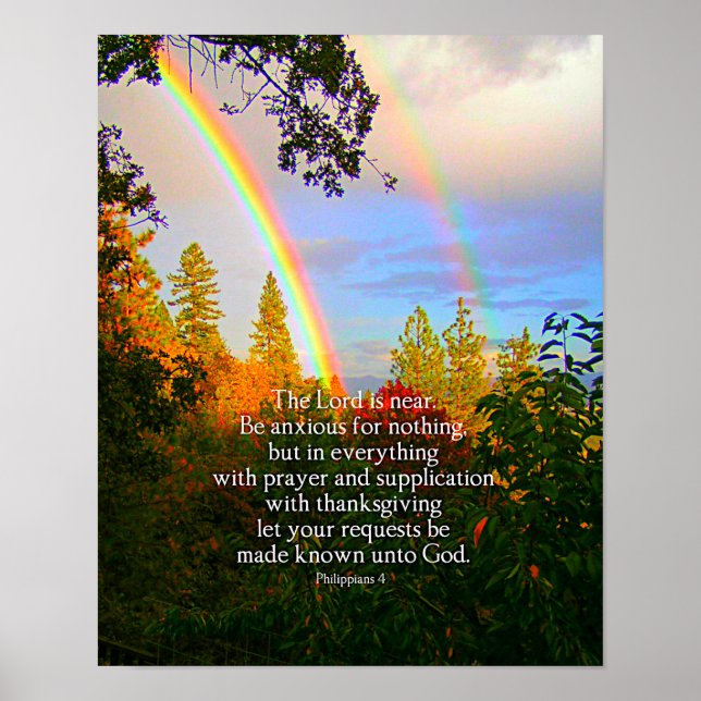 Bible Verse Double Rainbow Photo Canvas Print (Front)