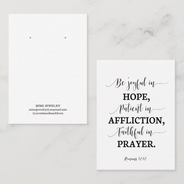Bible Verse Earring Display  Business Card (Front/Back)
