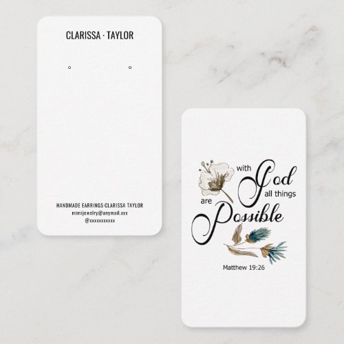 Bible Verse Earring Display Holder Card