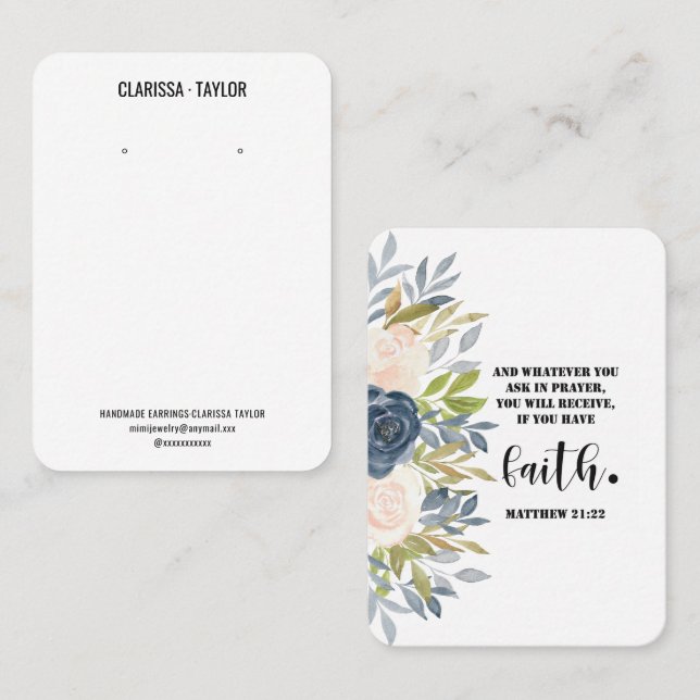 Bible Verse Earring Display Holder Card (Front/Back)