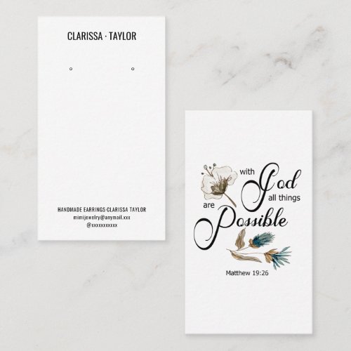 Bible Verse Earring Display Holder Card