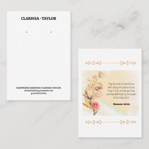 Bible Verse Earring Display Holder Card
