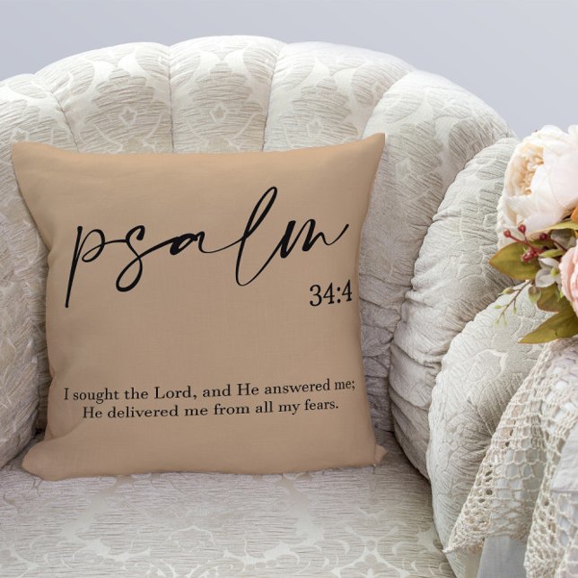 Bible Verse Elegant Beige Throw Pillow (Creator Uploaded)