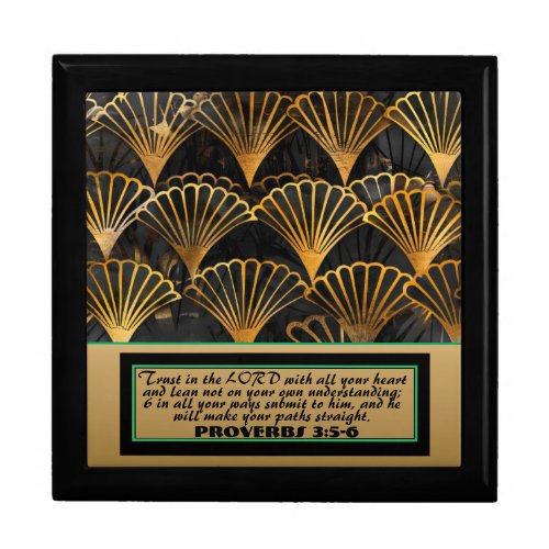 Bible Verse Elegant Black  Gold Art Decor Wooden Gift Box