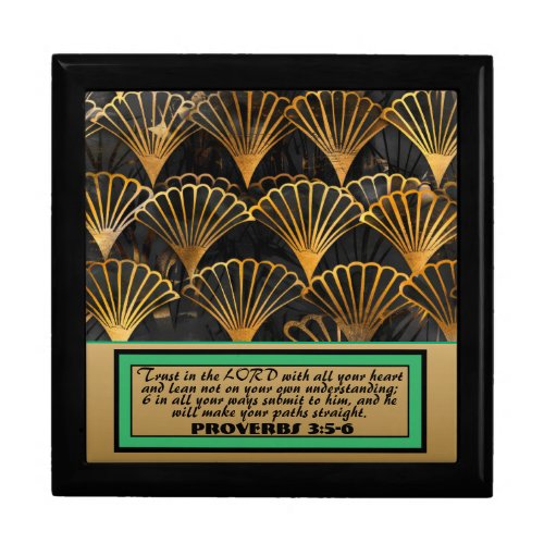 Bible Verse Elegant Black  Gold Art Decor Wooden Gift Box