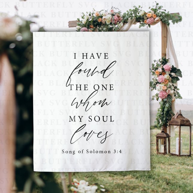 Bible Verse Elegant Calligraphy Wedding Backdrop  (Beautiful Bible Verse Wedding Decor Backdrop)
