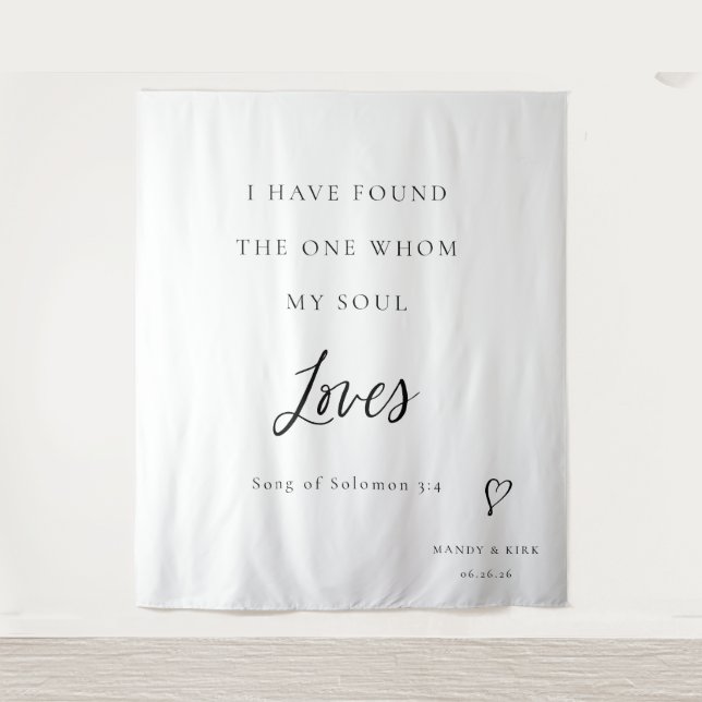 Bible Verse Elegant Calligraphy Wedding Backdrop  (Front)