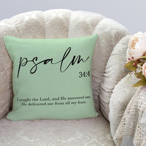 Bible Verse Elegant Green Throw Pillow