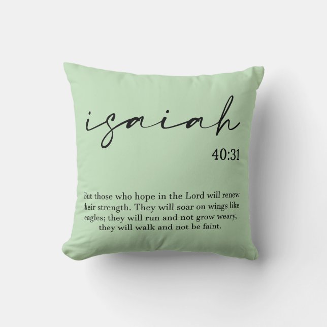 Bible Verse Elegant Green Throw Pillow (Front)