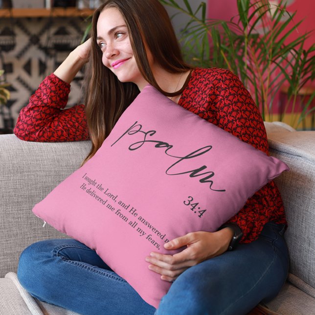 Bible Verse Elegant Pink Throw Pillow (Creator Uploaded)