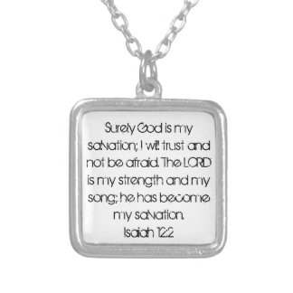 bible verse encouragement Isaiah 12:2 Silver Plated Necklace