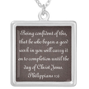 Bible verse encouragement Philippians 1:6 necklace