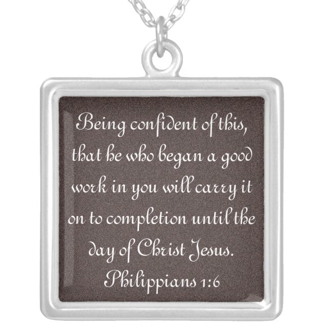 Bible verse encouragement Philippians 1:6 necklace (Front)