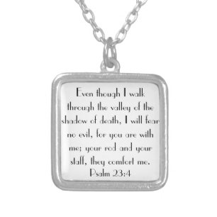 bible verse encouragement Psalm 23:4 Silver Plated Necklace