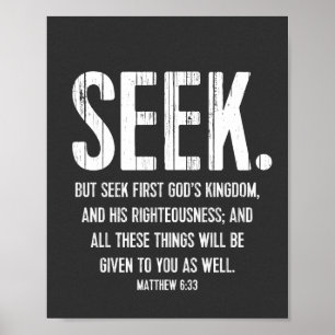 Bible Verse Encouragement, Scripture Matthew 6:33 Poster